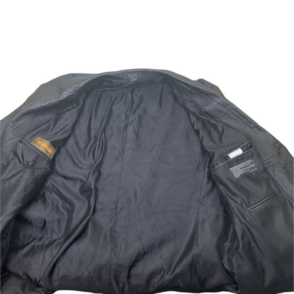 J. Ferrar Men’s black genuine Blazer Leather Jacket Coat  Size L super soft - Picture 4 of 9
